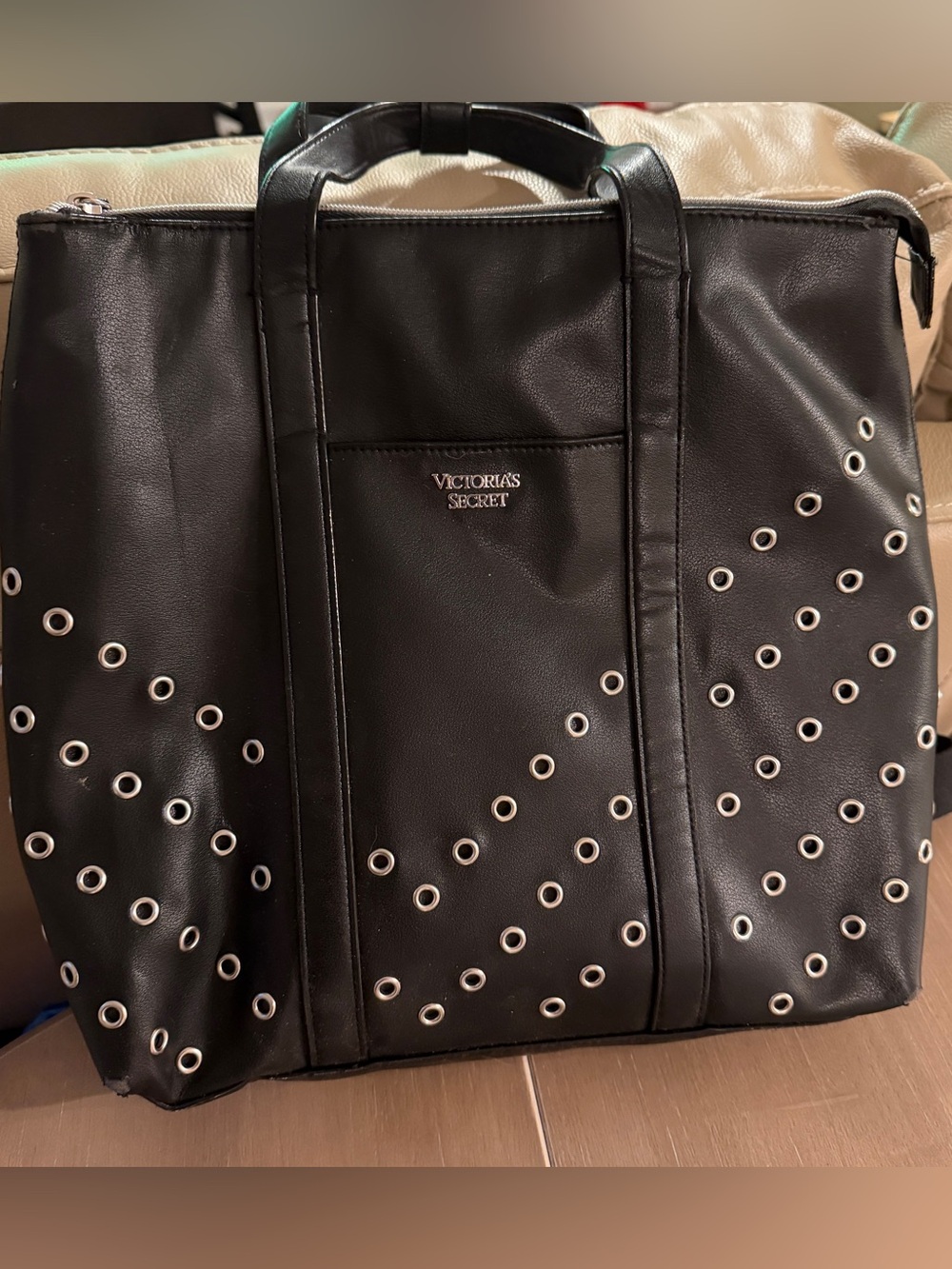 Victoria’s Secret Love Victoria Black Grommet Convertible Tote Backpack Y2K